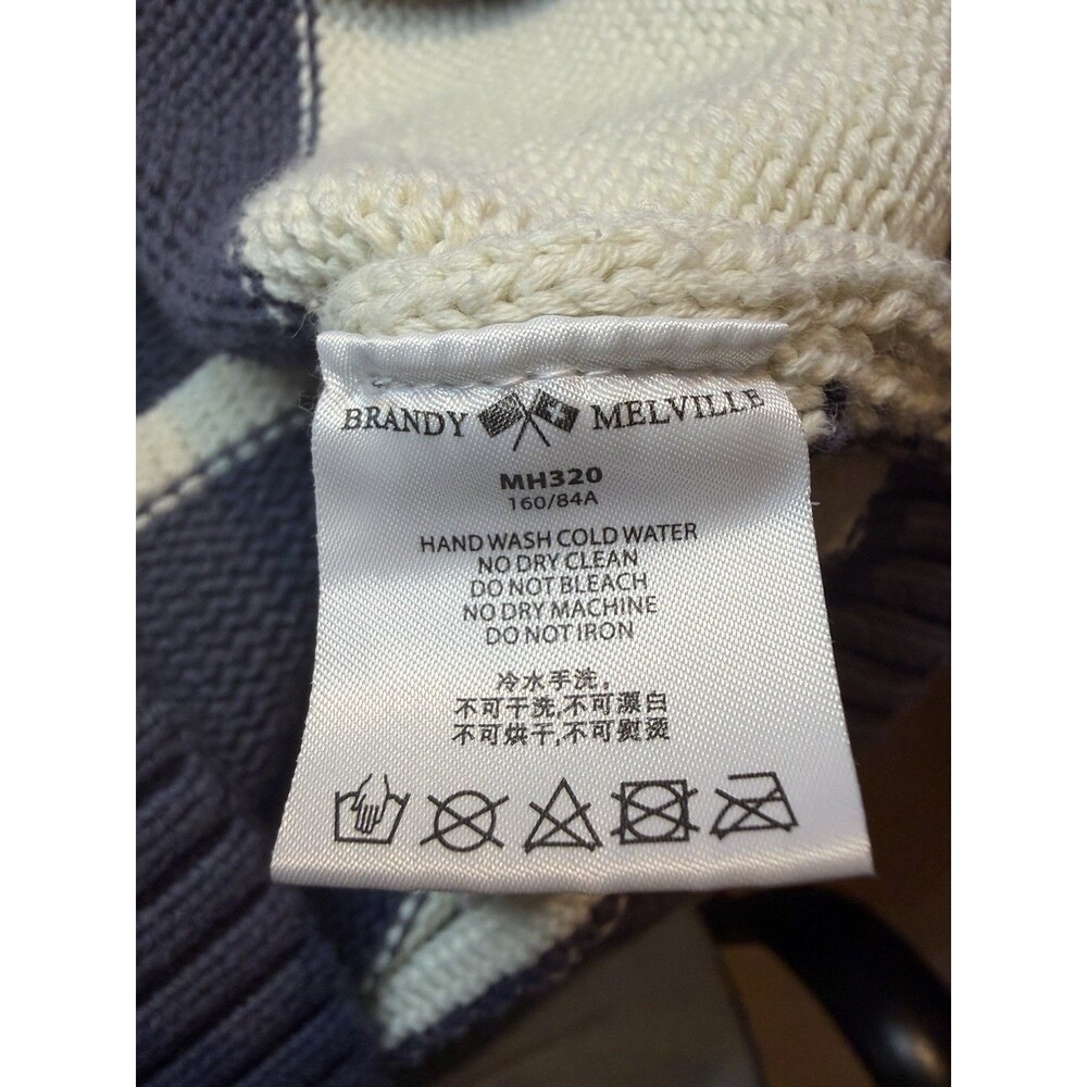 Brandy Melville Crew Neck Navy & Ivory, Cotton Stripe Sweater, One size - Picture 7 of 8